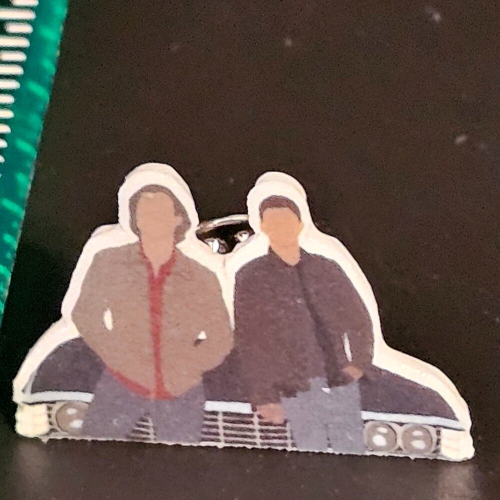 Supernatural Sam & Dean Sitting on Baby Acrylic Pin